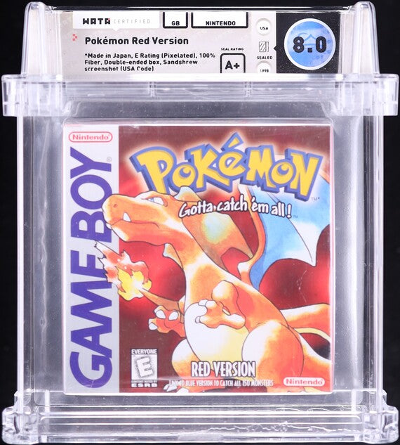 Pokemon Red Version Nintendo Game Boy GB WATA 8.0 A+ Sealed
