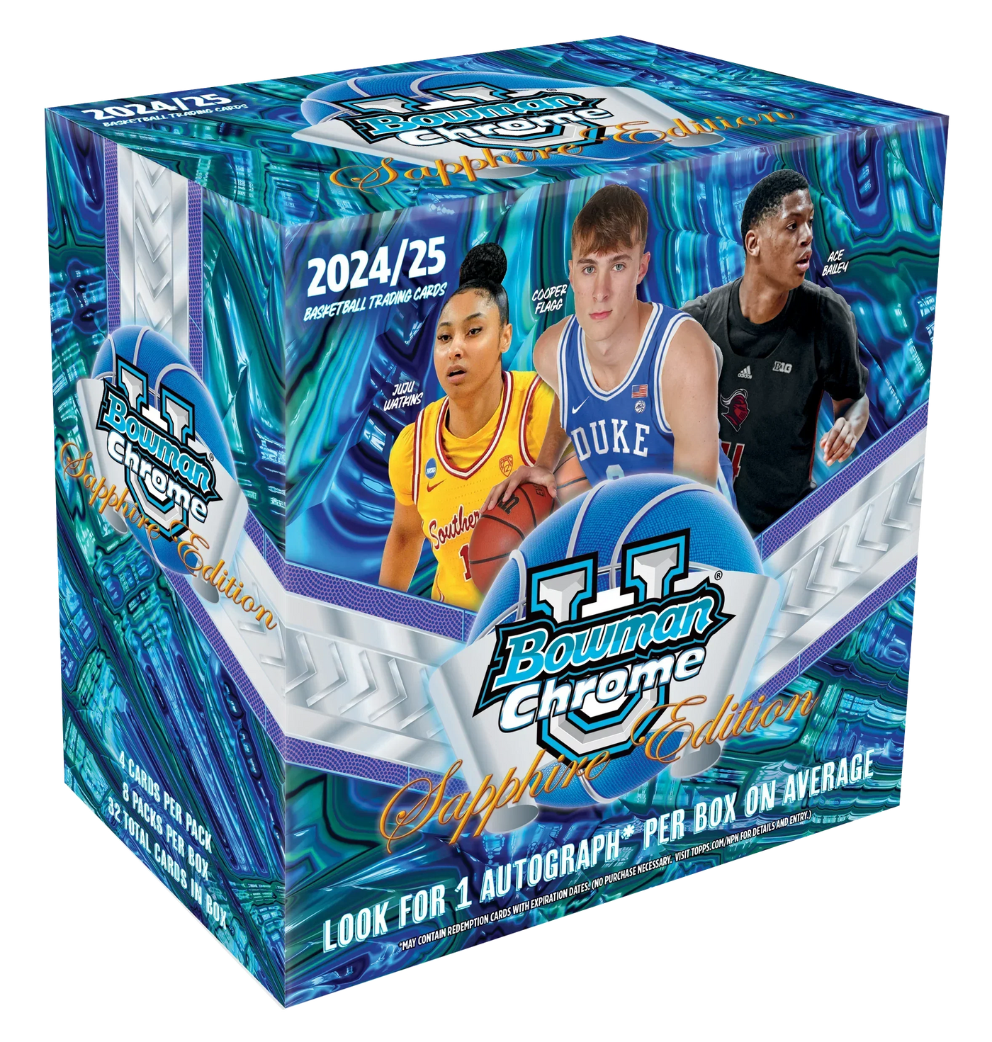 Topps 2024-25 Bowman University Chrome Basketball Sapphire Box Trading Cards