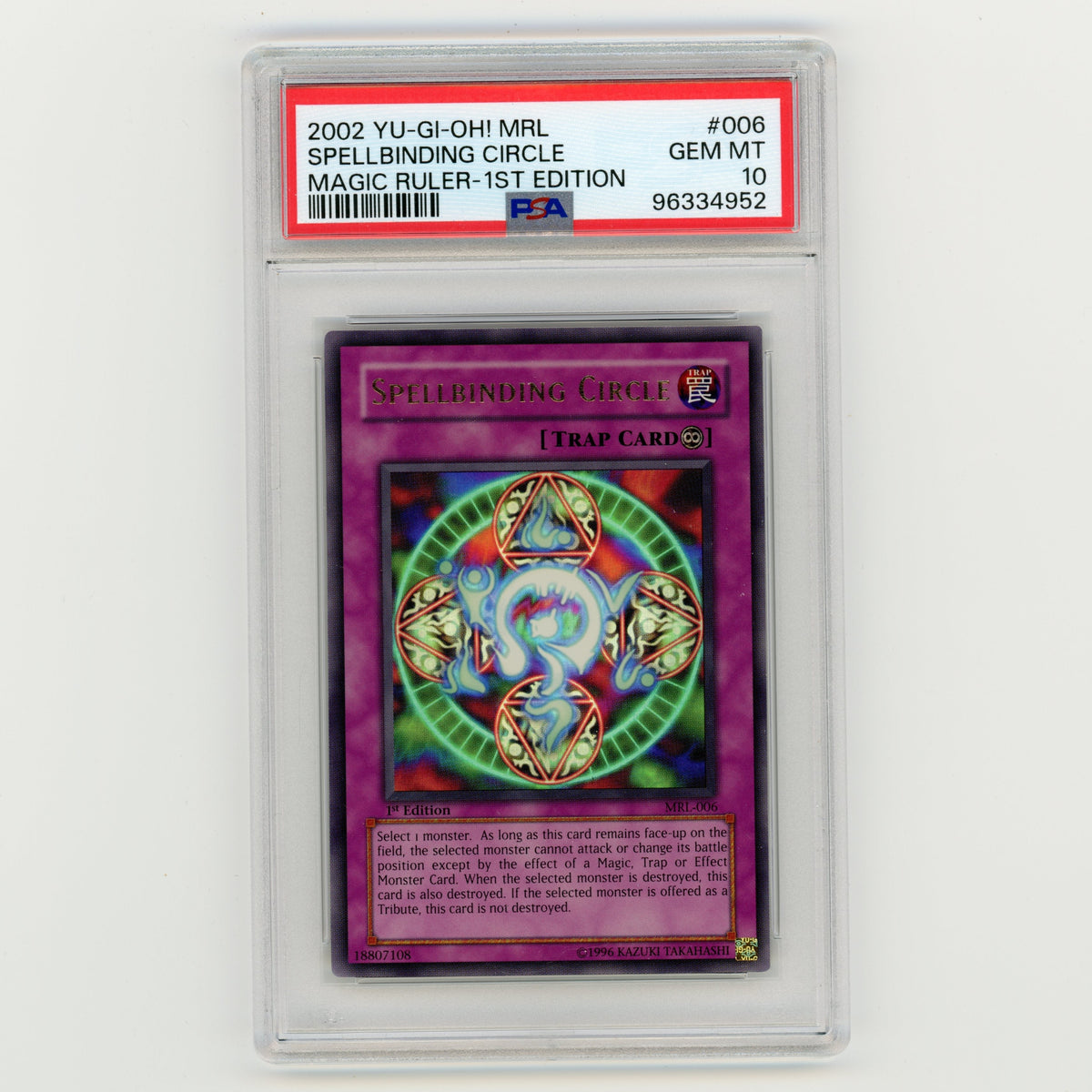Yu-Gi-Oh 2002 Magic Ruler Spellbinding Circle 1st Edition #006 PSA 10 Trading Card